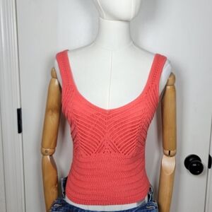 Abercrombie & Fitch Coral Crochet Tank Top Size Small 100% Cotton